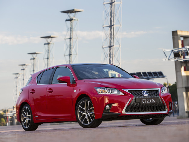 Обои картинки фото автомобили, lexus, красный, f-sport, 200h, 2014, ct, au-spec