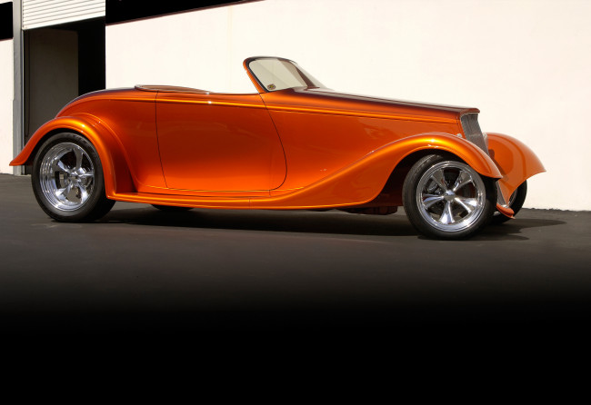 Обои картинки фото автомобили, custom classic car, cabrio, orange, streetrod