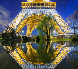 Картинка города париж+ франция деревья озеро париж