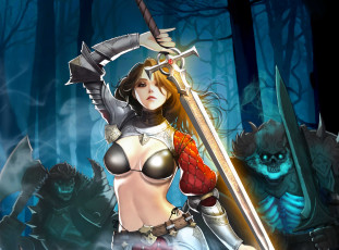Картинка фэнтези девушки монстры меч девушка joo hyung lee арт