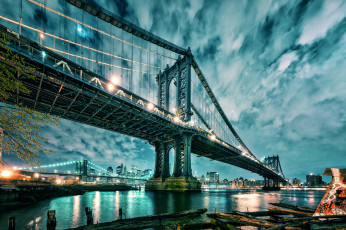 Картинка города -+мосты brooklyn new york bridges