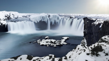 Картинка природа водопады годафосс лед водопад исландия