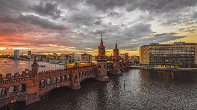 Обои картинки фото berlin, города, берлин , германия, река, мост