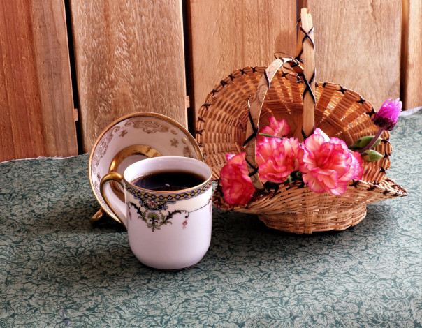 Обои картинки фото еда, кофе,  кофейные зёрна, гвоздика, чашка
