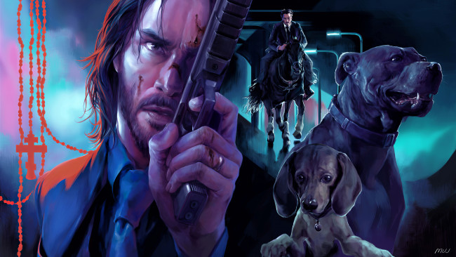 Обои картинки фото рисованное, кино,  мультфильмы, john, wick, dogs