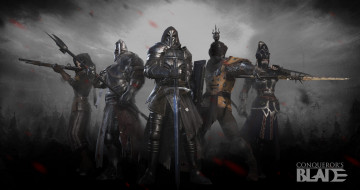 обоя видео игры, conqueror`s blade, рыцари, туман