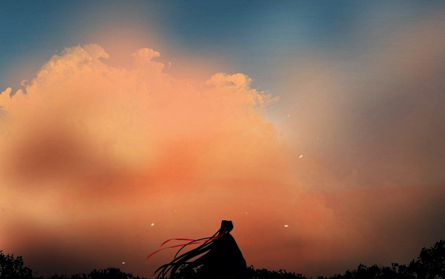 Обои картинки фото аниме, mo dao zu shi, вэй, усянь, небо, закат, облака