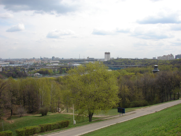 Обои картинки фото панорама, москвы, воробьевых, гор, города, москва, россия