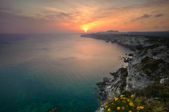Картинка природа восходы закаты море скалы закат берег
