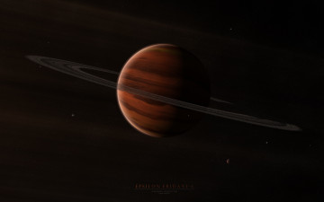 Картинка космос арт газовый гигант планета кольца спутники звезды