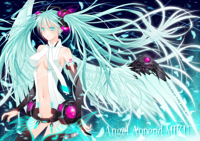 Обои картинки фото аниме, vocaloid, самолет, ангел, крылья