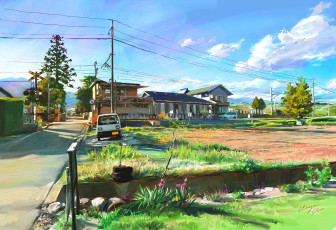 Картинка рисованные живопись Япония пейзаж день