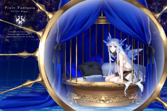 Картинка аниме pixiv+fantasia подушки кристаллы клетка девушка