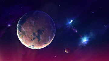Картинка космос арт вселенная небо спутник планета звезды туманность свет