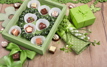 обоя еда, конфеты,  шоколад,  сладости, коробка, подарок