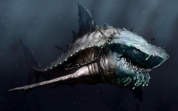 Картинка рисованные -+другое monster paint under sea shark