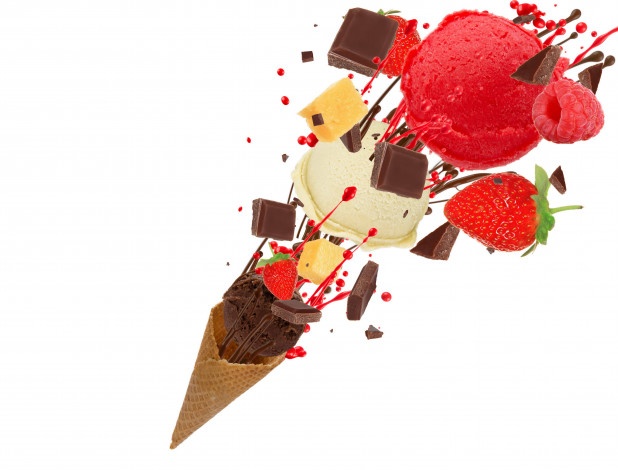 Обои картинки фото еда, мороженое,  десерты, шоколад, клубника