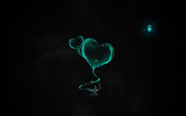 Обои картинки фото 3д графика, romance, сердечки, фонарик, лампа, чёрный, фон