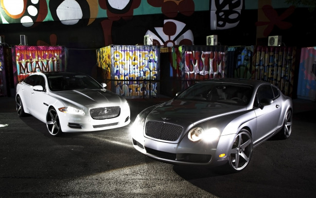 Обои картинки фото jaguar xjl & bentley continental gt, автомобили, разные вместе, cars