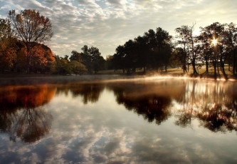 Картинка природа реки озера небо деревья озеро солнце закат