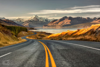 Картинка природа дороги горы дорога южные альпы остров южный новая зеландия