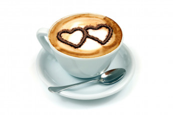 Картинка еда кофе +кофейные+зёрна сердечки