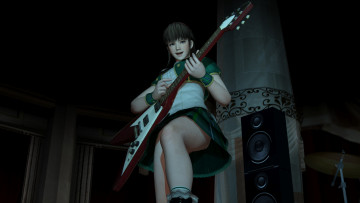 Картинка 3д+графика аниме+ anime девушка взгляд фон гитара