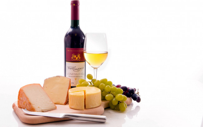 Обои картинки фото еда, разное, виноград, сыр, вино