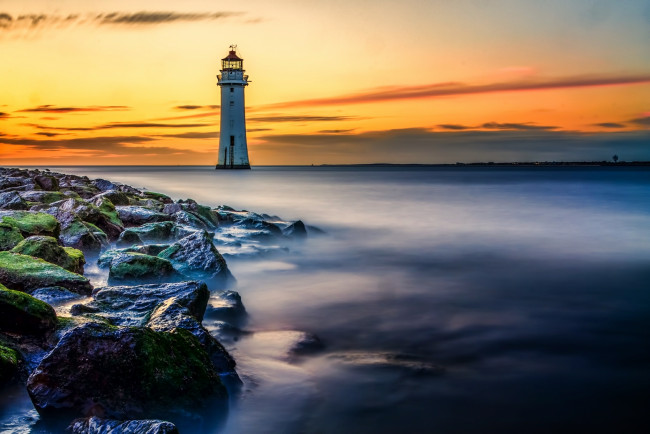 Обои картинки фото природа, маяки, landscape, lighthouse, stones, камни, берег, море, beach, sea, nature, пейзаж, маяк