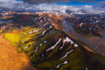 Картинка природа горы исландия снег небо облака свет