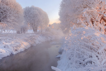Картинка природа парк иней зима деревья муринский россия речка снег санкт-петербург