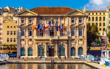 Картинка города марсель+ франция флаги здание