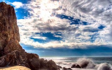 Картинка природа побережье камни облака