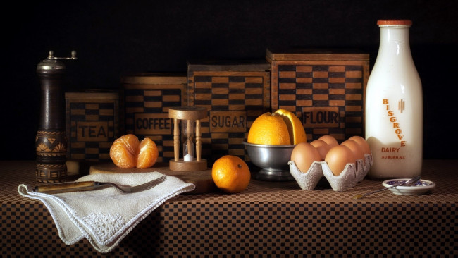 Обои картинки фото еда, натюрморт, мандарин, молоко, яйца
