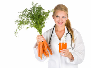 Картинка девушки -+блондинки +светловолосые врач морковь сок