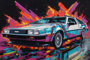 Картинка автомобили рисованные dmc delorean