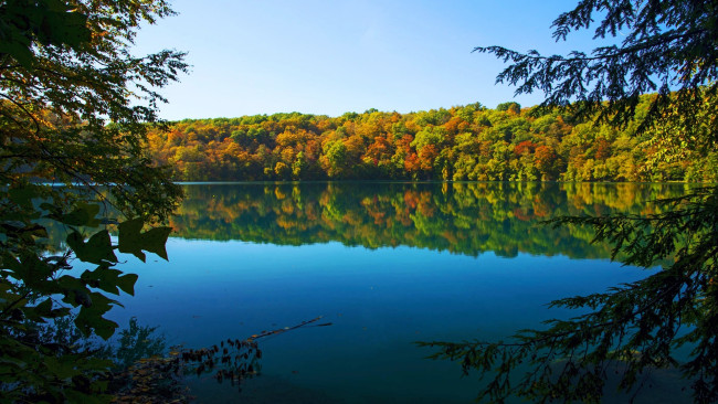 Обои картинки фото green lakes state park, ny, природа, реки, озера, green, lakes, state, park