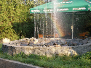 Картинка радуга фонтане города фонтаны