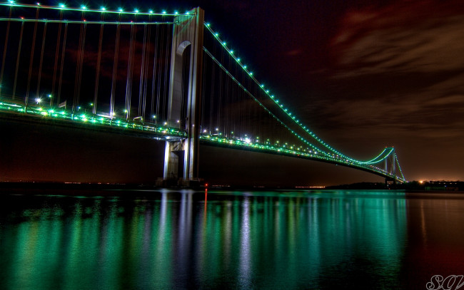 Обои картинки фото verrazano, during, night, города, мосты