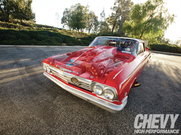 Обои картинки фото 1962, chevrolet, impala, автомобили, hotrod, dragster