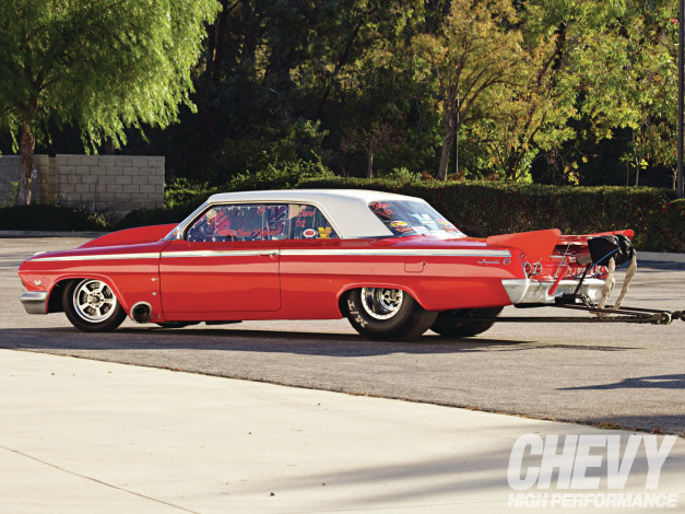 Обои картинки фото 1962, chevrolet, impala, автомобили, hotrod, dragster
