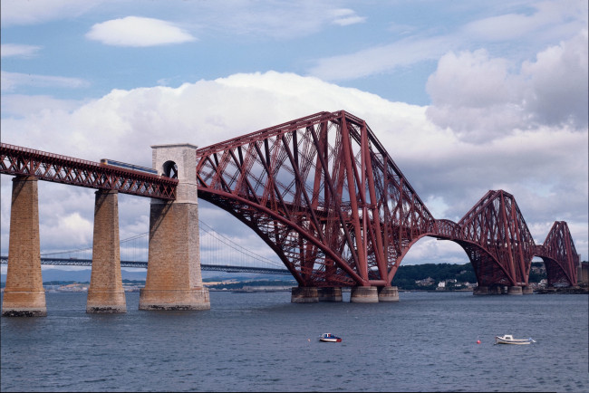 Обои картинки фото города, эдинбург, шотландия, мост, река, лодки