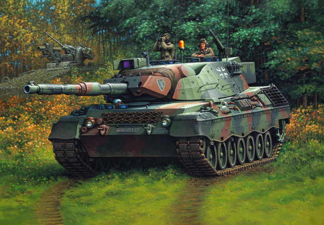 Обои картинки фото рисованные, армия, леопард, 1, танк, enzo, maio, бундесвер, германия