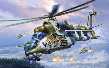 Картинка ми 24 авиация 3д рисованые graphic российский советский боевой вертолет
