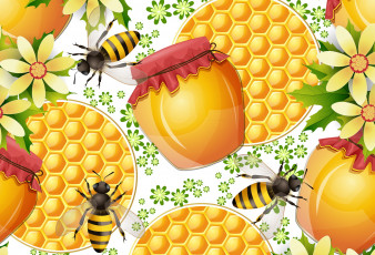 обоя векторная графика, текстура, мед, пчелы, texture, honey, bees