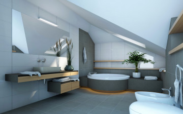 Картинка 3д+графика realism+ реализм ванная туалет дизайн зеркало