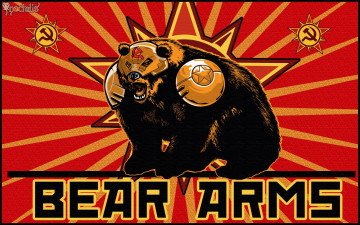 Картинка видео+игры command+&+conquer +red+alert+3 знаки лучи маска красный фон медведь
