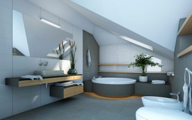 Обои картинки фото 3д графика, realism , реализм, ванная, туалет, дизайн, зеркало
