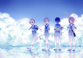 Картинка аниме free арт ryugazaki rei hazuki nagisa matsuoka rin nanase haruka мальчики небо вода bunuojiang