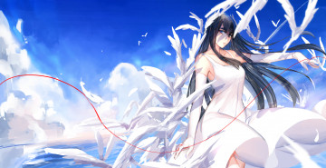 Картинка аниме kill+la+kill kiryuin satsuki kill la белое платье небо девушка allenkung1 арт